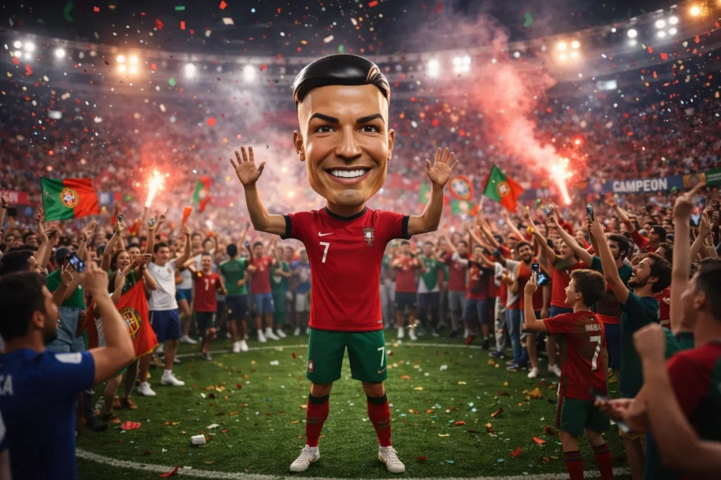Cabezón de CR7 para fiestas de fútbol